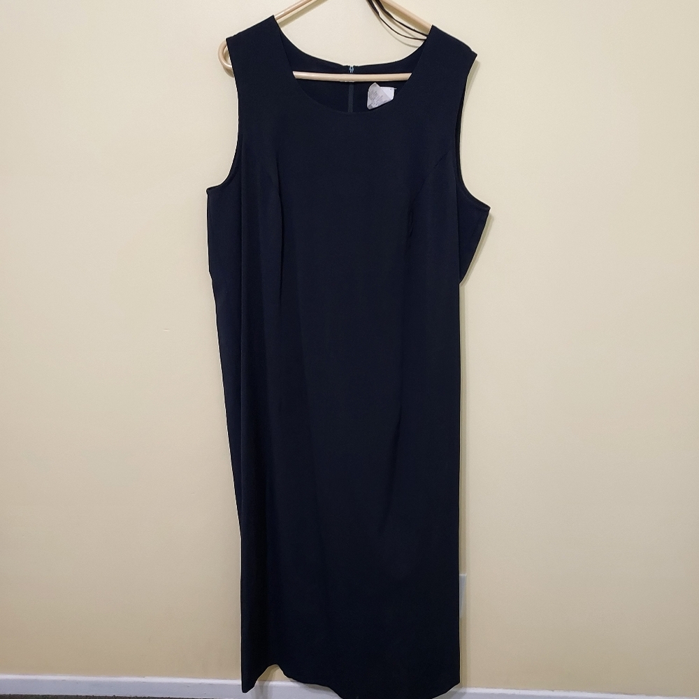Navy Blue sleeveless rayon blend long shift dress 20W Effortless Casual